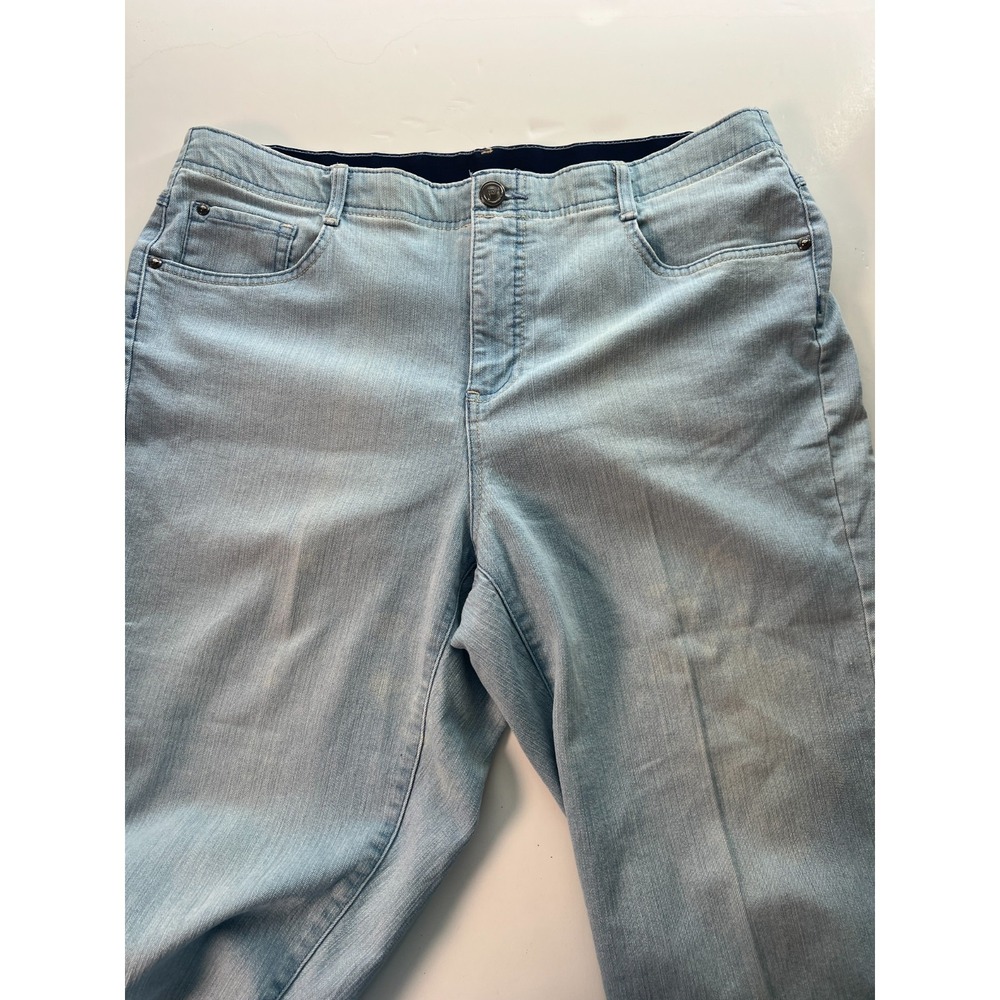 GV Women's Capri Jeans Sz 18 Stretch 18W Blue Button Hem Dream Wash W38 L20.5